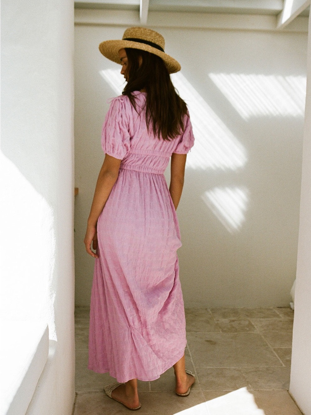 SABO Lilac Textured Cottage Maxi Dress Size S Vacation Romance - Picture 2 of 8